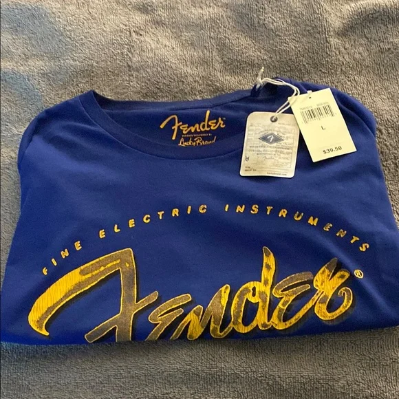 Fender Royal Blue Tee with Gold Script - Picture 6 of 6